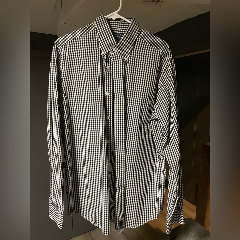 Croft and Barrow Black and White Checkered Men's Button Down Oxford Shirt